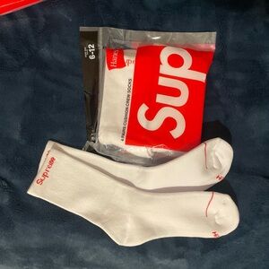 Supreme Red and White Athletic Socks